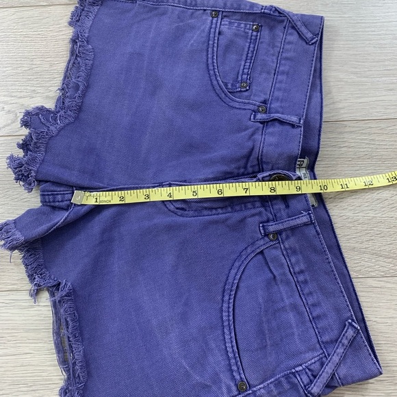 Free People Purple Distressed Raw Hem Jean Shorts - Picture 8 of 9